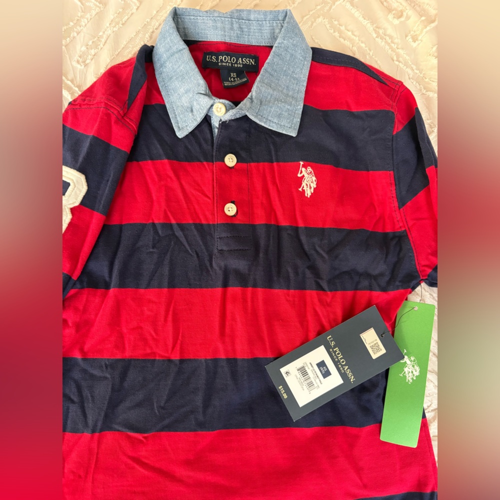 U.S. Polo Assn. Men's Shirt with Red and Navy Stripes